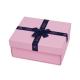 ISO9001 Matte Lamination Pink Flat Packed Gift Box With Bow Ornament 20*18*7.7cm