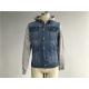 Light Wash Mens Denim Jacket And Jean With Brushed Fleece Sleeves / Detachable