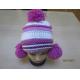 Super cute/lovely girls hat--100% acrylic yarn--pompom hat with fleece lining