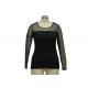 See Through Mesh Neck Sleeve Women Casual Attire , Women'S Fitted Black T Shirt