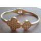 316L S.Steel Ladies IPG Italy Paris Design Double Matte Clovers Flower Bracelet Bangle