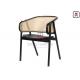 Walnut Lacquered 0.3cbm Restaurant Cane Dining Chair With Armrests