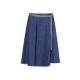 Indigo Denim Ladies Skirt Dress Beltd High Waist Knee Length Skirt Wide Hem