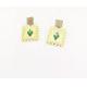 Trendy Green Gem Pendant Earrings Long Pendant Studs 18K Gold Stainless Steel Earrings