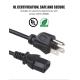 Black Jacket American Power Cord 125V 16AWG For Electronic Device UL 3 Pin Plug