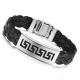 Tagor Stainless Steel Jewelry Super Fashion Silicone Leather Bracelet Bangle TYSR014