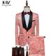 Men's Autumn Printed Stage Dress Groom's Suit with Large Size and Breathable Fabric
