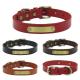 Fixed With Rivets Top Layer Cowhide Collar Dog Leash Engraved On Bronze Iron Sheet