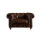 Chesterfield High Back Leather Armchair Strong Solidwood Frame With Elegant Nail Heads
