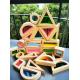 Kids Montessori Wooden Toy Sensory Rainbow Mirror Blocks Solid Rubber Wood Stacking Acrylic Buliding Stacker Educational