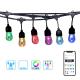 LED Cafe lights with Tuya APP Wifi smart RGBW String Lights 48ft 24sockets hanging lights for patio comme