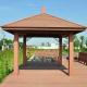 Outdoor Brown WPC Gazebo UV Resistant WPC Pavilion Assembly