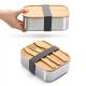 Stainless Steel Bento Lunch Box Bamboo Lid 1200 Ml Lunch Box