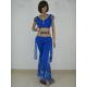 Erogenous Belly Dancing Clothes Blue V Neck Bra Cutoff Leotard For Adults