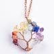 Healing Clear Heart Shaped Crystal Tree Of Life Quartz Necklace