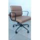 Tension Adjustment Ergonomic Leather Chair , Sleek Brown Leather Rolling Chair
