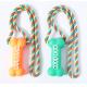 Natural Rubber Bone Teething Pet Chew Toys With Cotton Linen Rope