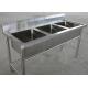 Restaurant Three Tubs Stainless Steel Kitchen Sink Commercial 1800 x 600 x 850MM