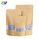 Biodegradable Stand Up Pouch Nature Brown kraft Paper Pouches With Window And Zipper