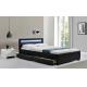 Grey/Black Fabrc Upholstered Bed Manufacturer King Size With LED / Draws