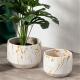 Home garden decor new design flower pot planter outdoor decoration big ceramic white marble flower pot