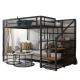 Banister Stairs Double Loft Bed with Metal Frame and Space Capsule Hotel Bed Cabinet