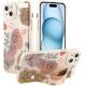 iPhone 12 Pro Max Silicone Case with Strap for Women Girls Cute Floral Flowers Pattern Design Adjustable Soft Wirstband