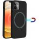 Full Protective Liquid Silicone Wireless Charger Case Built in Magnetic Ring (Supports MagSafe Wireless Charging) Black