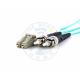 XYFiber multimode OM3 duplex fiber optic patch cable 50/ 125 LC to ST aqua