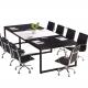 8ft Traditional Design Metal Meeting Room Table and Chairs Set for Small SOHO Office