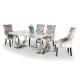 Silver Gold Stainless Steel Leg Dining Table Set 6 Seater With Marble Top