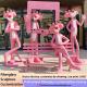 Outdoor Cartoon Animal Pink Panther Fiberglass Bench Seat Chair Sculpture For Shopping Mall Activities Decoration