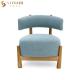 Solid Wood Legs Leisure Lounge Chairs Low Back Fabric Armchair Blue ODM OEM