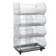 4 Layers Folding Steel Wire Mesh Display Storage Stacking Cage Container with Wheels