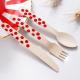 Eco Friendly 160MM  Red Dots Wooden Cutlery Knife Fork Spoon Uensils Set