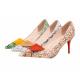 899-9 European And American Style Pointed Stiletto High-Heeled Women'S Single Shoes Stitching Snake Print Women'S Shoes