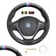 Customize Black Suede 3-Spoke Steering Wheel Cover for BMW F20 F30 F31 F34 2012-2018
