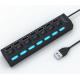 LED Light Display Splitter USB Table Hub 2.0 7 Port With Independent Switch  Converter Multi - Interface