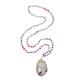 Semi Precious Druzy Pendant Glass Beads Handmade Necklace Metallic Color