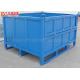 Blue Sides Cover Structural Pallet Rack , Industrial Steel Folding Steel Turnover Box