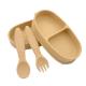 100% Food Grade Silicone Baby Cutlery 2 In 1 Bento Lunch Box With Spoon And Fork