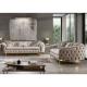 Luxury Beige Sofa Set Furniture Velvet 1 2 3 Seat Gold Stainless Steel Living Room Sofas