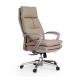 Reclining Genuine Leather Office Chair with Footrest Adjustable Height and Modern Design