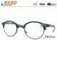Oval  fashionable reading glasses made of plastic ,silver metal parts,pattern in the temple and frame