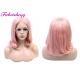 1b Pink Color Front Lace Wig Bob Healthy Human Hair Wave 180% Density