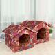 Removable And Washable Floral Dog Bed High Quality Cotton Filled Pet Supplies For Dog House