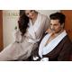 White And Brown Color Womens Terry Towelling Bathrobe Cotton Coral For Spa Beauty Salon