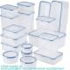 Plastic rigid Storage box Set, Food storage Containers, Airtight Bins, BPA-Free, Dishwasher Safe, 38 Piece, Clear