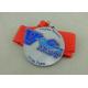 Zinc Alloy Swimming Award Ribbons Medals , Die Stamped Ribbon Personalised Medals