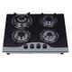 Durable Four Burner Gas Cooker Hob Built In Installation Black Tempered Glass Material